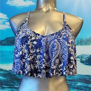 2 for $30 | Elegant Blue and White Tankini Top